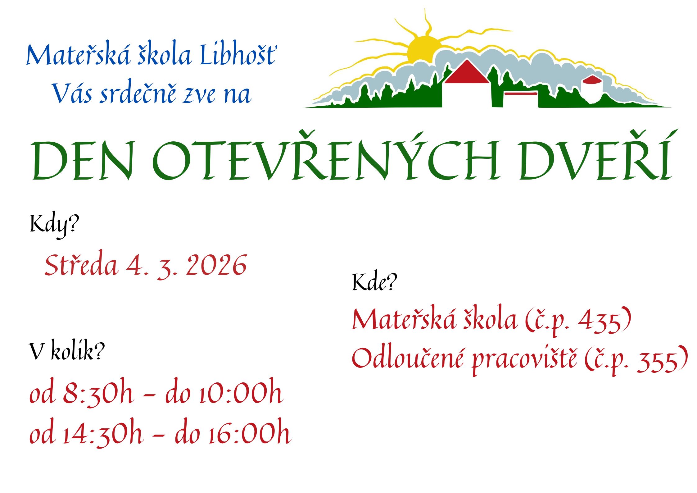 Den otevřených dveří Březen 2026